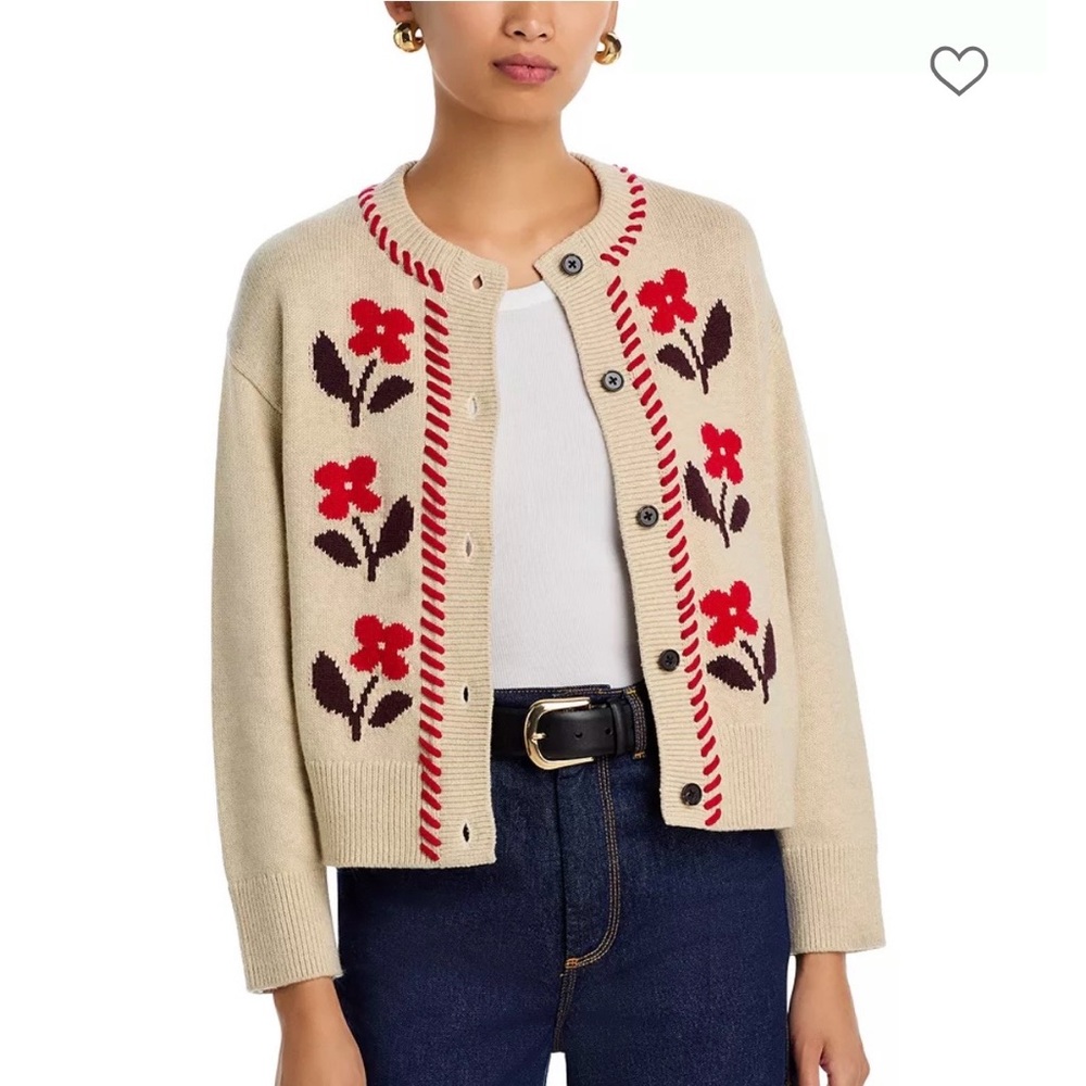 Rails Beige Cardigan with Red Floral Design - Brand new with tags!